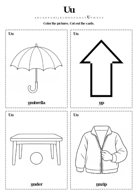 Uu Color and Cut Cards printable preview