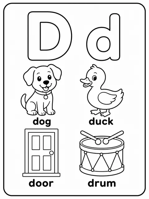 Letter D printable preview