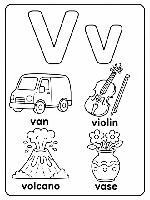 Letter V printable preview