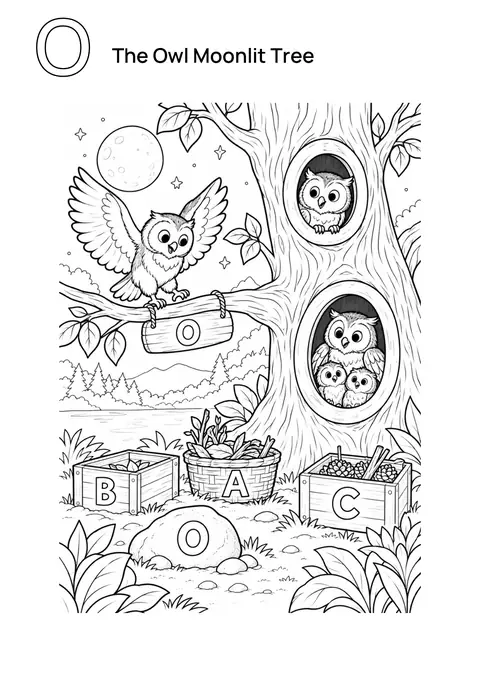 The Owl Moonlit Tree printable preview
