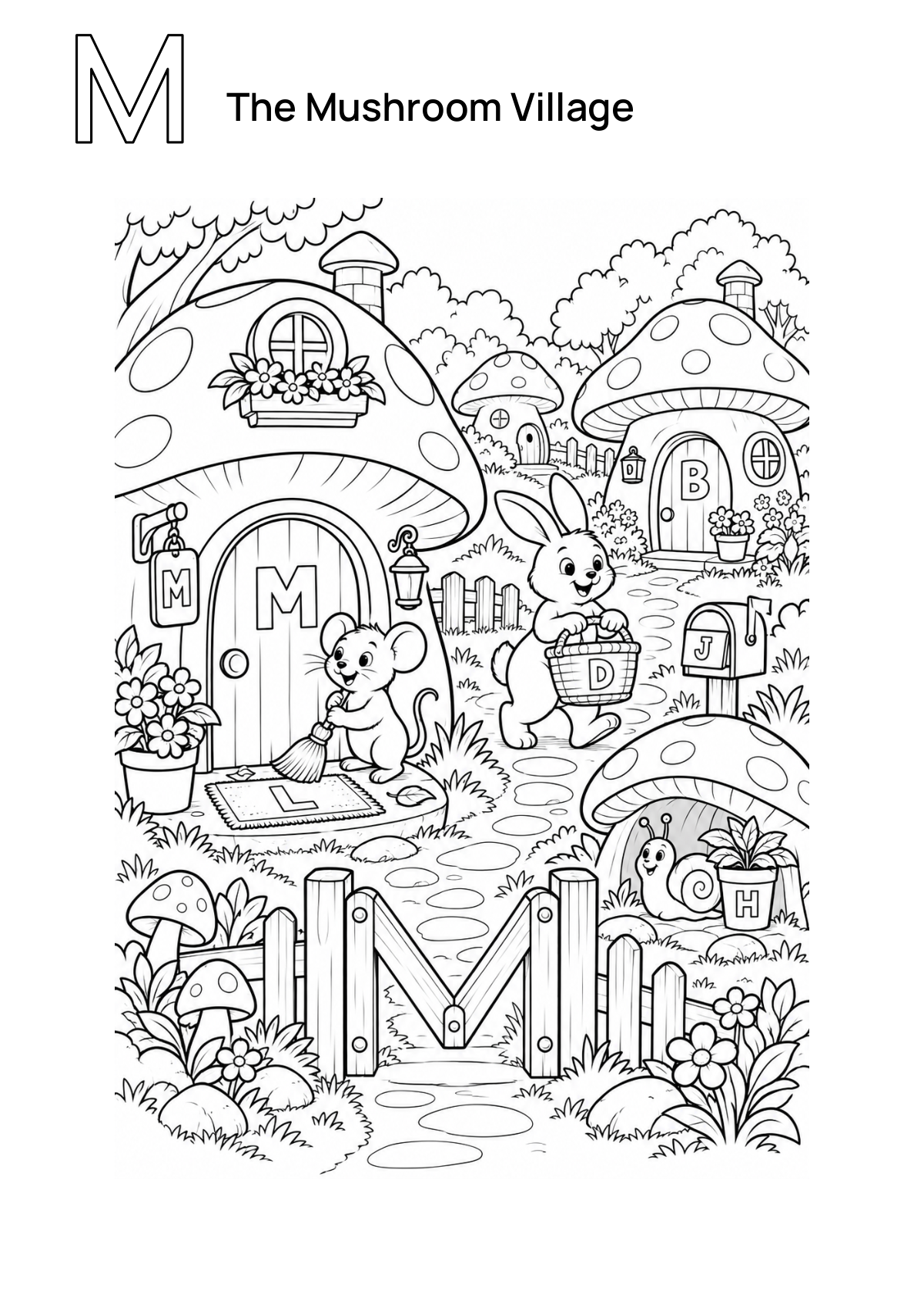The Mushroom Village printable preview